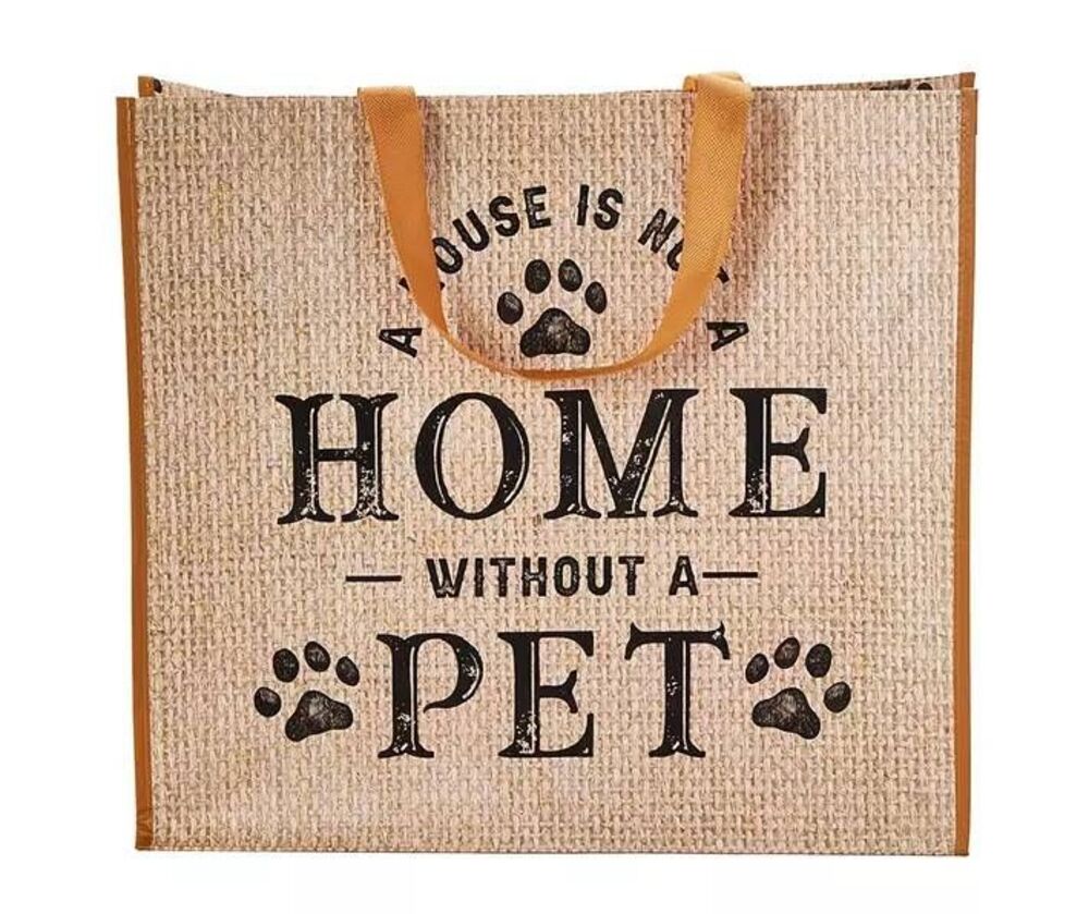 Set of 5 "A House Is Not A Home Without A Pet" Paw Print Large Tote Bags